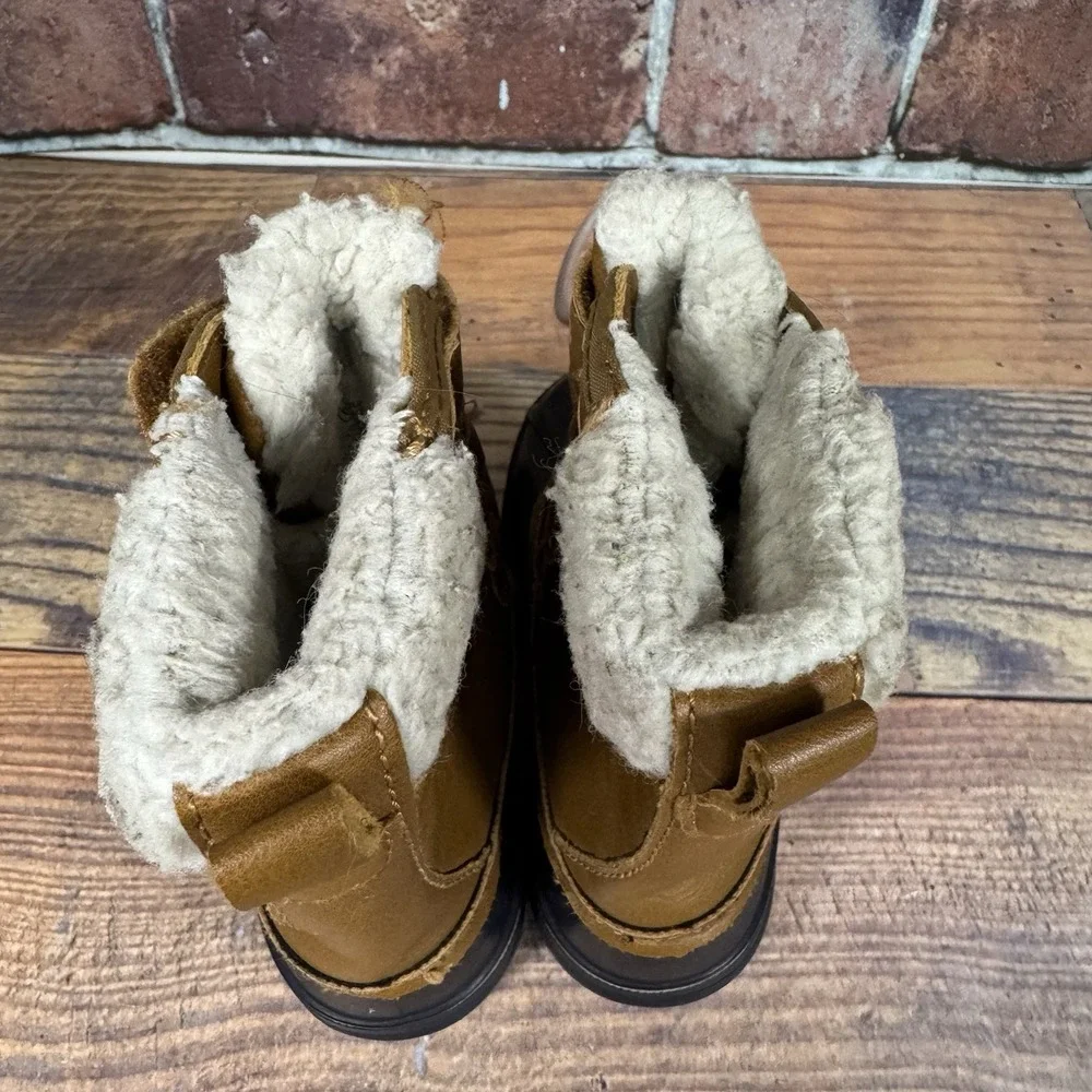London Fog Toddler Girl Snow Boots Size 6 Pink/Tan /Blue Waterproof‎ Lined